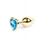 Анальна пробка - Jewellery Gold Heart Plug Light Blue