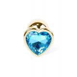 Анальна пробка - Jewellery Gold Heart Plug Light Blue