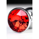 Анальна пробка - Silver anal plug with red gem