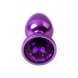 Анальный страз Toyfa Metal фиолетовый, с кристаллом цвета аметист, 7,2 см, ø2,8 см, 50 г