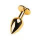 Golden anal plug TOYFA Metal with black heart-shaped gem, length 7 cm, diameter 1,8-3,3 cm, weight 9