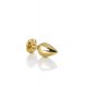 Golden anal plug TOYFA Metal with black heart-shaped gem, length 7 cm, diameter 1,8-3,3 cm, weight 9