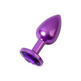 Анальный страз Toyfa Metal фиолетовый, с кристаллом цвета аметист, 7,2 см, ø2,8 см, 50 г