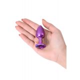 Анальный страз Toyfa Metal фиолетовый, с кристаллом цвета аметист, 7,2 см, ø2,8 см, 50 г