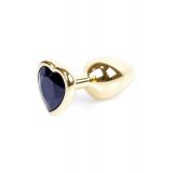 Анальна пробка - Jewellery Gold Heart Plug Black
