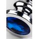 Silver anal plug TOYFA Metal with dark blue round-shaped gem, length 8,5 cm, diameter 2,5-3,8 cm, we