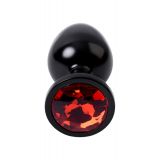 Анальний страз Metal By Toyfa, метал, чорний, з кристалом кольору рубін 8,2 см, ø3,4 см, 85 м
