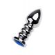 Silver anal plug TOYFA Metal with dark blue round-shaped gem, length 8,5 cm, diameter 2,5-3,8 cm, we