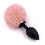Анальна пробка - Bunny Tail Silicone Black Plug Peach