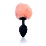 Анальна пробка - Bunny Tail Silicone Black Plug Peach