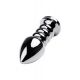 Silver anal plug TOYFA Metal with dark blue round-shaped gem, length 8,5 cm, diameter 2,5-3,8 cm, we