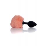 Анальна пробка - Bunny Tail Silicone Black Plug Peach