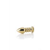 Gold anal plug TOYFA Metal with dark red round-shaped gem, length 8,5 cm, diameter 2,5-3,8 cm, weigh
