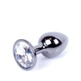 Анальна пробка - Jewellery Dark Silver Plug Clear