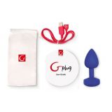 Gvibe Gplug - Маленькая дизайнерская анальная пробка с вибрацией, 8х2.8 см (ярко-синий)