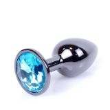 Анальна пробка - Jewellery Dark Silver PLUG- Light Blue