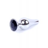Анальна пробка - Jewellery Silver Long Plug Black