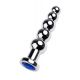 Silver anal plug TOYFA Metal with dark blue round-shaped gem, length 12,5 cm, diameter 1,8-3,4 cm, w