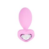 Анальна пробка - Silicone Anal Plug With Heart Crystal Base Pink