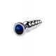 Silver anal plug TOYFA Metal with dark blue round-shaped gem, length 12,5 cm, diameter 1,8-3,4 cm, w
