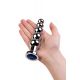 Silver anal plug TOYFA Metal with dark blue round-shaped gem, length 12,5 cm, diameter 1,8-3,4 cm, w