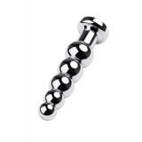 Silver anal plug TOYFA Metal with dark blue round-shaped gem, length 12,5 cm, diameter 1,8-3,4 cm, w