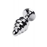 Silver anal plug with red gem