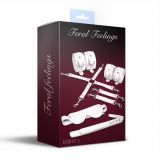 Набір Feral Feelings BDSM Kit 5 White, наручники, поножі, хрестовина, маска, падл