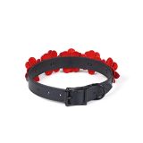 Нашийник з повідцем Liebe Seele Flower Rhythm - Black and Red Leather Flowers collar with Leash
