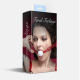 Кляп силіконовий Feral Feelings Silicon Ball Gag Red/White, червоний ремінець, біла кулька
