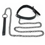 Нашийник з повідком - Bondage Fetish Black Matt Collar With Leash