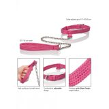 CalExotics Tickle Me Pink Collar w Leash - дизайнерский ошейник с поводком
