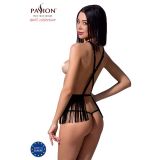 Комплект белья Passion Exclusive INDRA SET OpenBra L/XL, black, стринги, портупея с бахромой