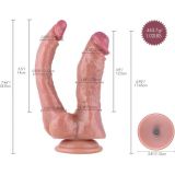 Двойной фаллоимитатор для секс-машин Hismith Double Penetrator S, 7.46″, KlicLok и присоска