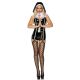 Виниловый костюм монашки Leg Avenue Sinful Sister XL, комбинезон, воротник, пояс, головной убор