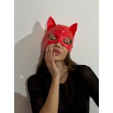 Лакированная маска "Кошка" D&A красная