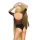 Боди Penthouse All The Way S/L Black, открытая спинка, рукава, низ в виде высоких трусиков танга