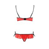 Комплект белья Passion Exclusive CHERRY SET OpenBra S/M, red, открытый лиф, трусики-юбочка