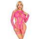 Бодістокінг Leg Avenue Fishnet Garter Harness and Teddy One Size Neon Pink