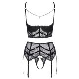 2221551 Cottelli Collection Shelf Bra Set Chain Black