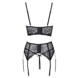 2221551 Cottelli Collection Shelf Bra Set Chain Black