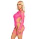 Бодістокінг Leg Avenue Fishnet Garter Harness and Teddy One Size Neon Pink
