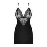 Пеньюар - Obsessive 828-CHE-1 Chemise & Thong Black