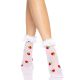 Носки женские с клубничным принтом Leg Avenue Strawberry ruffle top anklets One size, кружевные манж