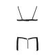 Комплект белья Passion Exclusive KASSANDRA SET OpenBra L/XL, black, лиф из бахромы, трусики-юбка