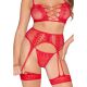 Комплект Leg Avenue Bra Top,G-String and Harness One Size Red