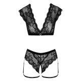 2251280 Cottelli Collection Top And Crotchless Briefs Black