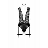 Боди Noir Handmade F297 Libido, S, черное, кружево, низ под латекс, открытый доступ, гартеры