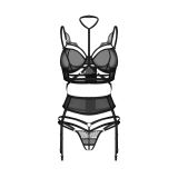 Комплект Obsessive Premisis Black 3-pcs crotchless set S/M