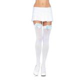 Leg Avenue Nylon Thigh Highs With Bow - чулки с бантиком (белый с голубым)